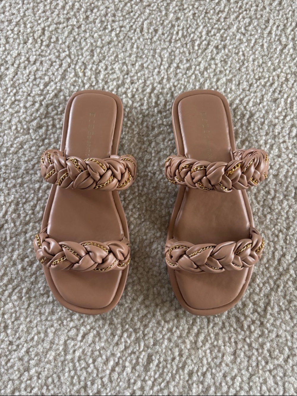 BCBGeneration Braided Double-Strap Slide Sandals - Taupe